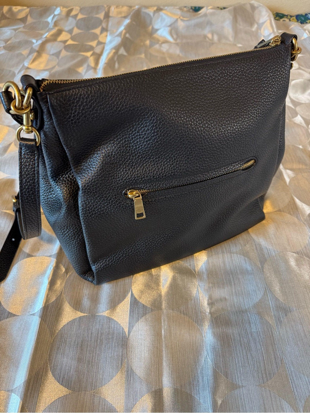 Coach Black Pebbled Leather Crossbody with Gold-Tone Hardware